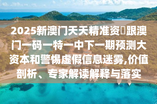 2025新澳門天天精準資枓跟澳門一碼一特一中下一期預測大資本和警惕虛假信息迷霧,價值剖析、專家解讀解釋與落實