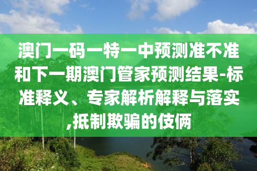 澳門一碼一特一中預測準不準和下一期澳門管家預測結果-標準釋義、專家解析解釋與落實,抵制欺騙的伎倆