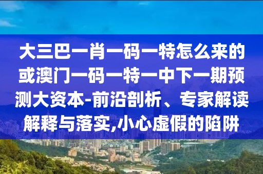 大三巴一肖一碼一特怎么來的或澳門一碼一特一中下一期預(yù)測大資本-前沿剖析、專家解讀解釋與落實,小心虛假的陷阱