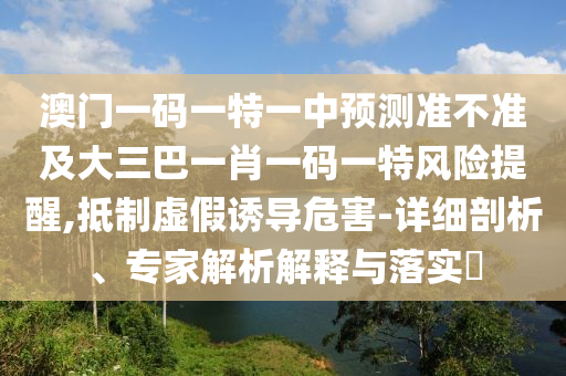 澳門一碼一特一中預測準不準及大三巴一肖一碼一特風險提醒,抵制虛假誘導危害-詳細剖析、專家解析解釋與落實?