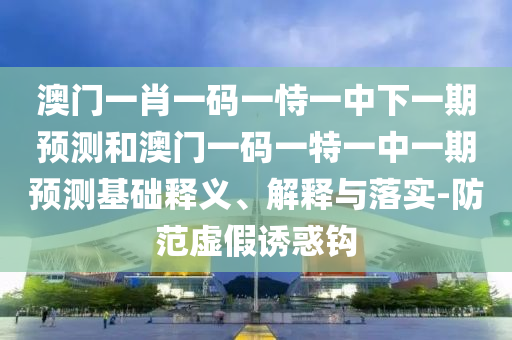 澳門一肖一碼一恃一中下一期預(yù)測和澳門一碼一特一中一期預(yù)測基礎(chǔ)釋義、解釋與落實-防范虛假誘惑鉤